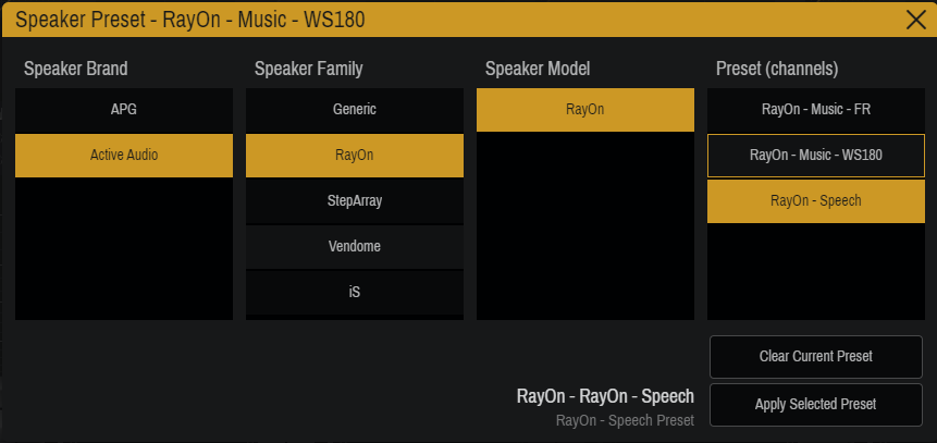speaker presets
